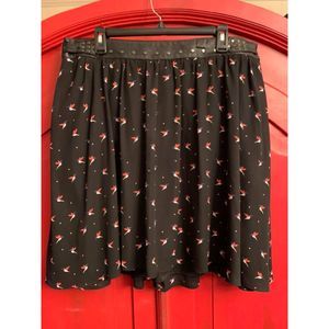 Torrid Sz 14 Skater Skirt Rockabilly Bird Studded Vegan Leather Trim  Lined EUC